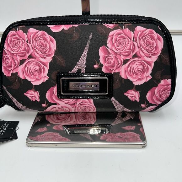 Tahari Touch of Modern Rose and Eiffel Tower Print Wristlet/Wallet RFID - Picture 9 of 9
